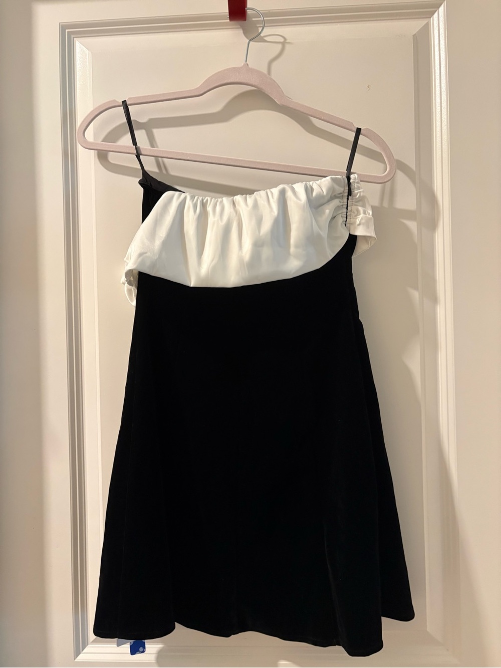 Cider Black and White Strapless Mini Dress